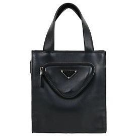 Prada Borsa Tote con Tasca Triangle in Pelle Napa Nera Nero