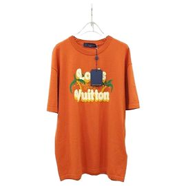 Louis Vuitton Palm Tree Kurzarm Strickpullover Rundhals Orange XL Orange