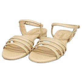 Louis Vuitton Beige Lambskin Strap Sandals Brown