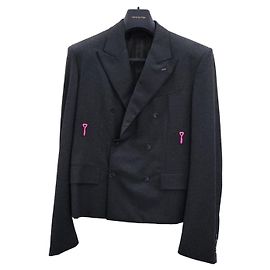 Louis Vuitton Short Cashmere Plain Logo Blazer Jacket Green