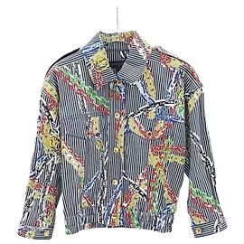 Louis Vuitton Striped Chain Printed Denim Jacket Multiple colors