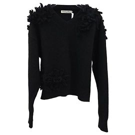 Dior Pull en cachemire noir à motif fleurs Noir