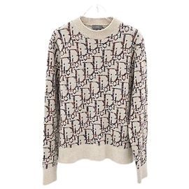 Dior Pull en maille jacquard Oblique beige Marron
