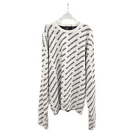 Balenciaga Multi-Logo Wool Round Knit XL Multicolor