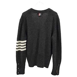 Thom Browne Charcoal Shetland Wool Cardigan Brown