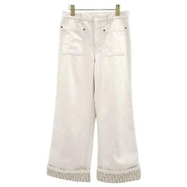 Dior Vaqueros Oblique Flare Ecru Cotton Denim Blanco