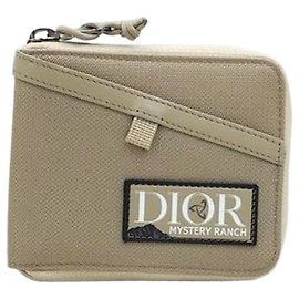 Dior Pouch Zip Wallet Beige Brown