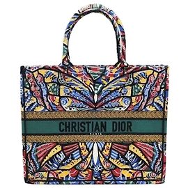 Dior Butterfly Multicolor Canvas Book Tote Bag Large Brown