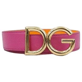 Dolce & Gabbana Cinto de pele com fivela com logótipo DG Verde