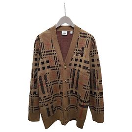 Burberry Camel Archive Oversized Kaschmir-Cardigan mit Jacquard-Karo Braun