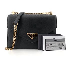 Prada Bolsa de Ombro com Corrente Envelope Saffiano Preto