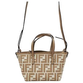 Fendi FF Mini Jacquard Roll Bag Brown