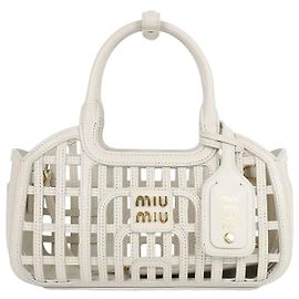 Miu Miu Leather Basket Small Chalk White White