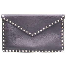 Valentino Clutch Rockstud Black Preto