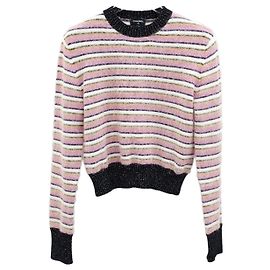 Chanel Pullover de malha riscada rosa Rosa