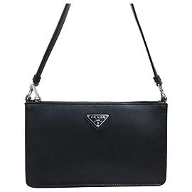 Prada Brushed Saffiano Mini Bag Black Black