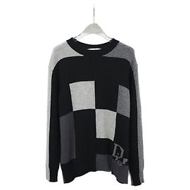 Dior Cashmere-Strickpullover mit Rundhalsausschnitt im Colorblock-Patchwork-Design Grün