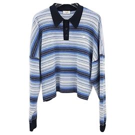 Céline Polo Triomphe à rayures en laine bleu clair Bleu