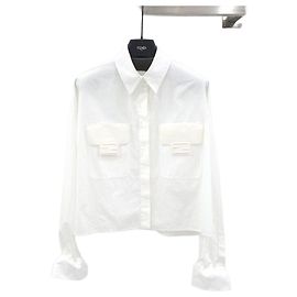 Fendi Camicia cropped in popeline bianca Bianco