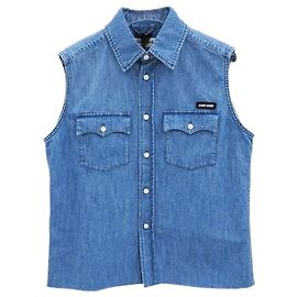Miu Miu Camisa sin mangas de chambray Azul Azul