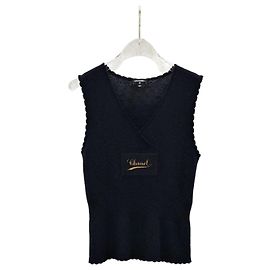 Chanel Ärmelloses Oberteil aus Wolle Grün Grün