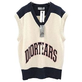 Dior Denim Tears Jacquard-Strickweste aus Wolle und Baumwolle Blau
