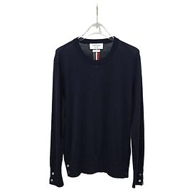 Thom Browne Navy Striped Wool Knit Blue