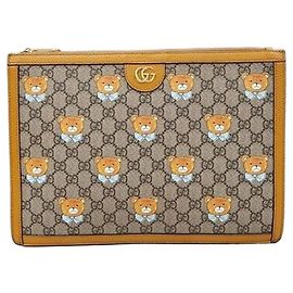 Gucci Kai Portfolio Clutch Brown Leather Brown