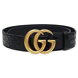 Gucci Cinto Marmont Crocodile Cayman Marrom