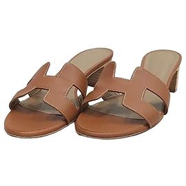 Sandales à talons Hermès dorées Doré