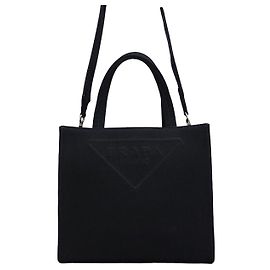 Prada Borsa Tote in tela Drill con logo Triangle Marrone