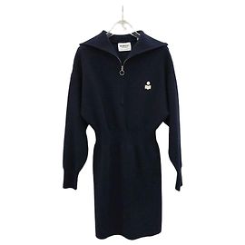 Isabel Marant Strickkleid mit gesticktem Logo Grün