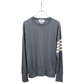 Thom Browne Diagonal Armband Medium Grey Merino Wool Knit Brown