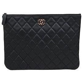 Chanel Clutch Medium Black with Gold Hardware Black