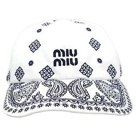 Miu Miu Boné de beisebol com padrão Paisley e cordão Verde
