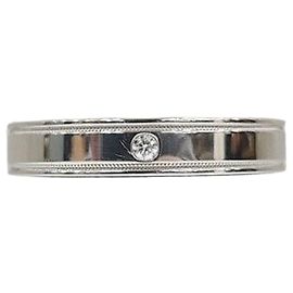 Tiffany & Co Diamond Together Double Milgrain Band Ring Platin Größe Grün