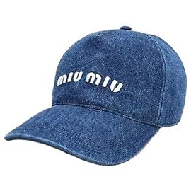 Miu Miu Denim-Baseballcap mit gesticktem Logo Blau