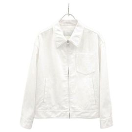 Prada White Logo Denim Zip-Up Jacke Blau