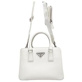 Prada Bolsa de Ombro Multi-Bolsos White Saffiano Lux Branco