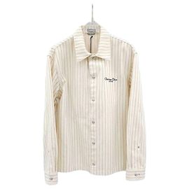 Dior Couture Stripe Logo Bestickte Hemdjacke Grün