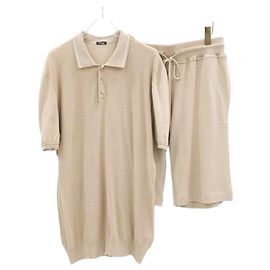 Kiton Beiges Kurzarm- Polo- und Shorts-Set Braun