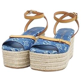 Louis Vuitton Sandales compensées Helios Denim Blue Bleu