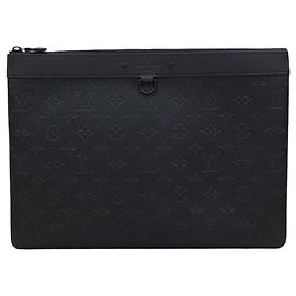 Louis Vuitton Discovery Pochette Leather Clutch GM Brown