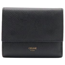Céline Celine Small Trifold Wallet - Black Leather Black