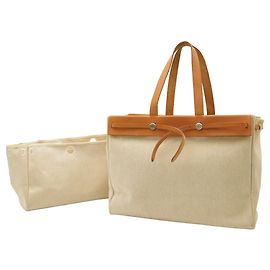 Hermès Borsa Tote Hermes Herbag Cabas MM Altro Marrone chiaro