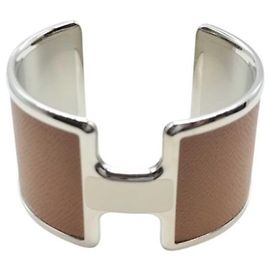 Hermès Pulseira de amuletos HERMES Olympe Marrom Prata