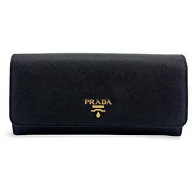 Prada Long em couro Saffiano com aba Preto