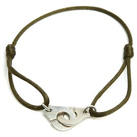 Dinh Van Bracciale Menottes in Argento Regolabile Argento Verde