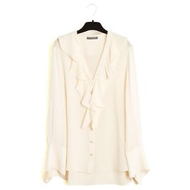 Alexander McQueen Seidencrepe-Bluse - Ecru Roh