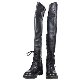 Chloé Black Leather Over-the-Knee Boots Black